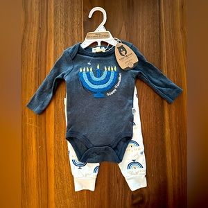 Hanukkah onesie with pants, 0-3 months